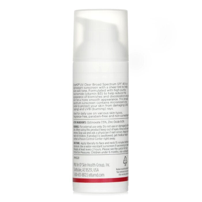 EltaMD UV Clear Facial Sunscreen SPF 46 - For Skin Types Prone To Acne, Rosacea & Hyperpigmentation - Tinted 48g/1.7oz