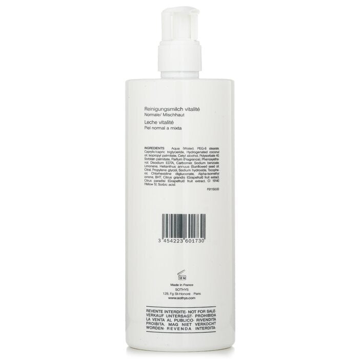 Sothys Vitality Cleansing Milk - For Normal to Combination Skin, With Grapefruit Extract (Salon Size) 500ml